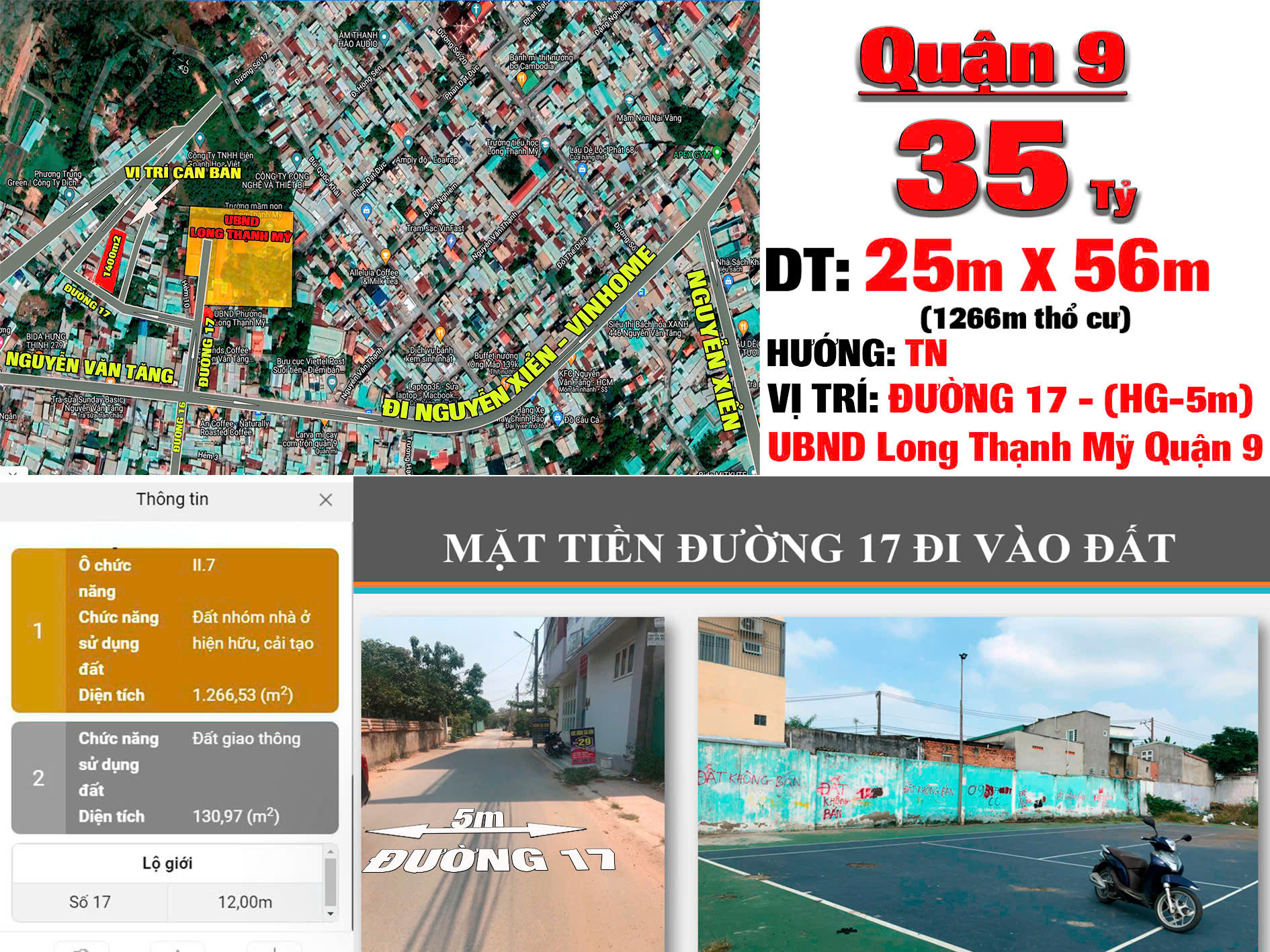 Bán Đất MT Đường 17 P. Long Thạnh Mỹ, Quận 9, Thành Phố Thủ Đức.